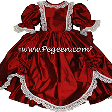 CLARET RED SILK DRESS FOR FLOWER GIRL by Pegeen Style 397