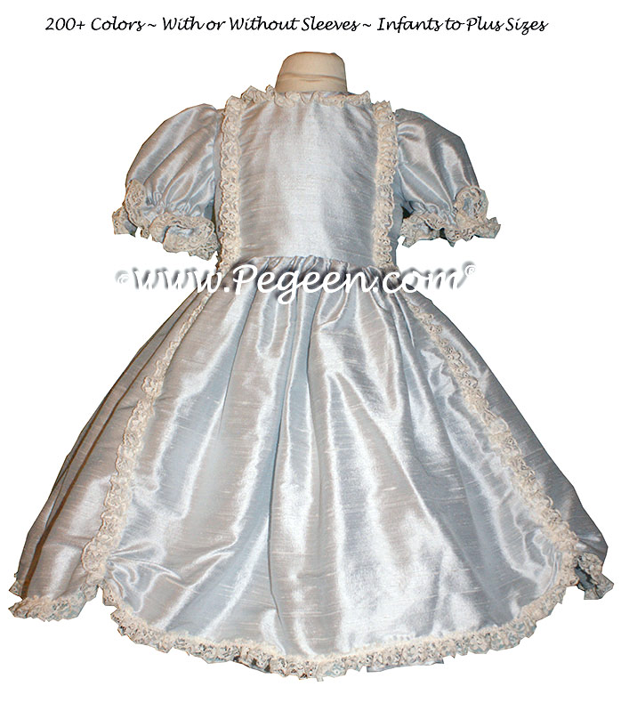 Platinum gray silk Victorian style Nutcracker Dress for Nutcracker Performance