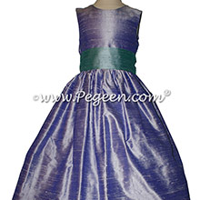 Adriatic aqua and Lilac silk Flower Girl Dresses by Pegeen