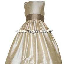 Toffee (light creme) and Antiqua Taupe Flower Girl Dresses Style 398