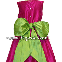 APPLE GREEN and  BOING (RASPBERRY) CUSTOM FLOWER GIRL DRESSES