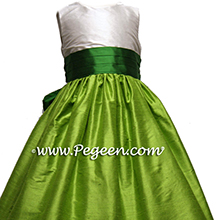 apple green and emerald flower girl dresses