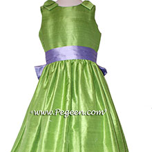 Apple Green and wisteria flower girl dresses Style 398 by Pegeen