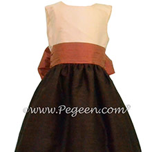 Chocolate, Autumn and New ivory Silk flower girl dresses by PEGEEN