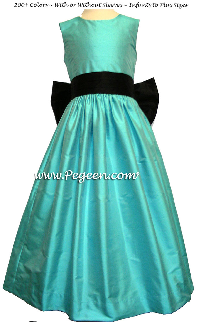 Flower Girl Dresses in bahama breeze (tourquoise) and black