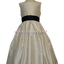 BLACK AND BISQUE FLOWER GIRL DRESS Style 398 by Pegeen