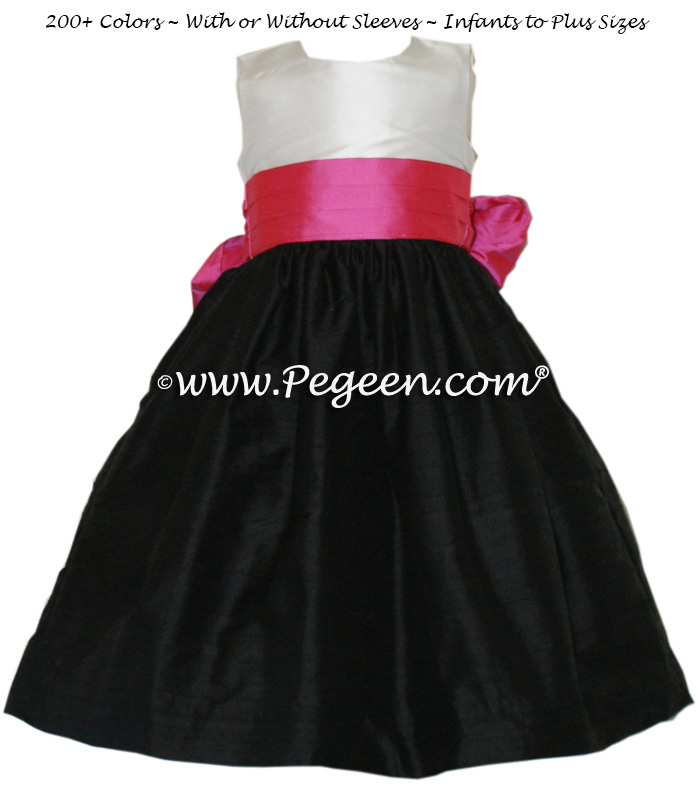 Flower Girl Dress Style 398 in Black, Shock and White | Pegeen