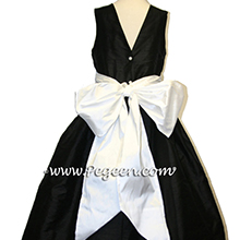 black and white silk flower girl dresses