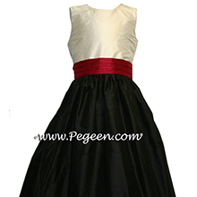 black and cranberry red junior bridesmaids dresses