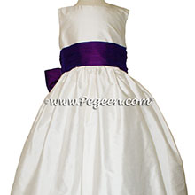 Boisenberry and Antique White silk Flower Girl Dresses -  Style 398