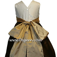 Chocolate brown and camel Flower Girl Dresses