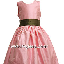 SEMI-SWEET CHOCOLATE BROWN AND BUBBLEGUM PINK FLOWER GIRL DRESSES