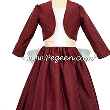 CRANBERRY AND ANTIQUE WHITE JUNIOR BRIDESMAIDS DRESSES STYLE 388 BY PEGEEN