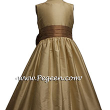 Bisque and Antigua Taupe flower girl dresses