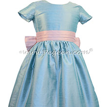 Caribbean Blue and Rose Pink Flower Girl Dresses Pegeen Classic Style 398