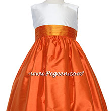 Carrot Orange, New Ivory and Tangerine Flower Girl Dresses Style 398