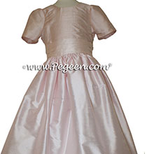 Champagne Pink silk flower girl dresses in silk style 398 by Pegeen