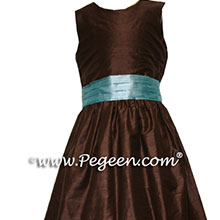 chocolate brown and adriatic tiffany flower girl dresses