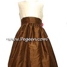 chocolate brown and gold Flower Girl Dresses - PEGEEN