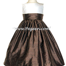 New Ivory and Chocolate Brown Silk Flower Girl Dresses