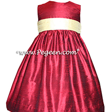 claret red and ivory flower girl dresses