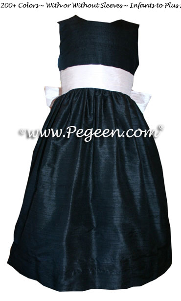 Black and Blush Pink Junior Bridesmaids Dresses
