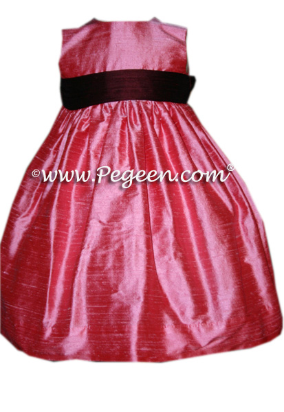 burgundy sash on a  FLOWER GIRL DRESSES