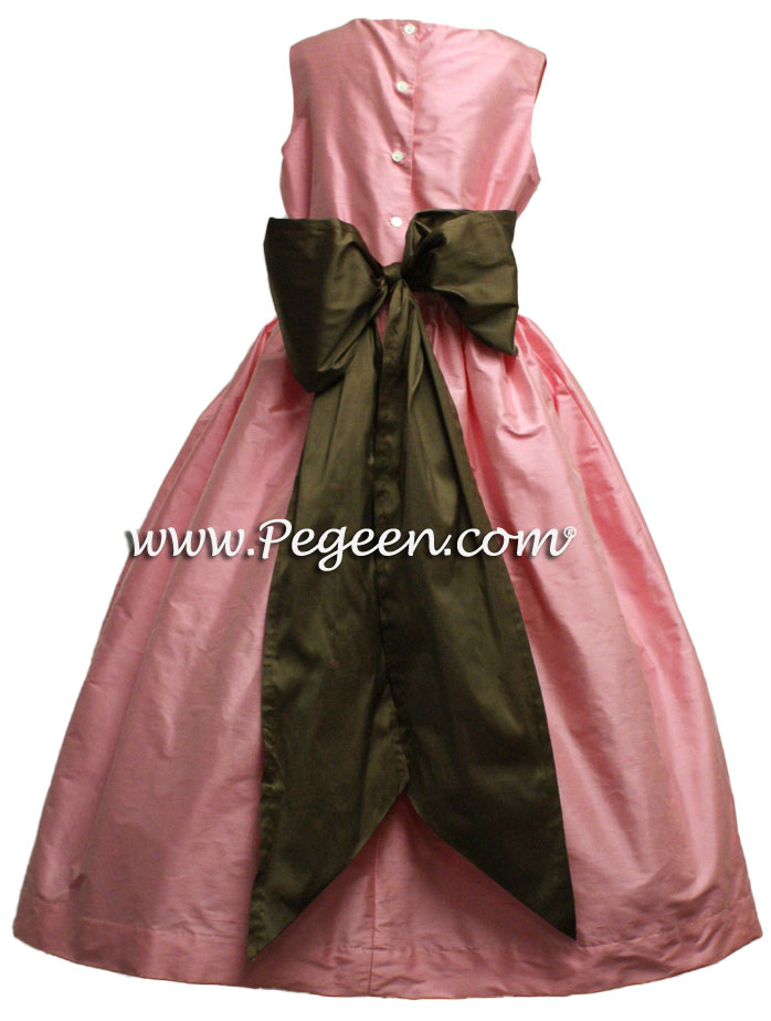 Bubblegum Pink and Chocolate Brown Flower Girl Dresses Style 398