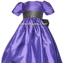 Deep Plum and Black flower girl dresses Style 398 by Pegeen