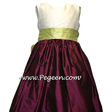 eggplant and citrus green flower girl dresses