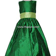 Emerald and Jasmine Green flower girl dresses Style 398