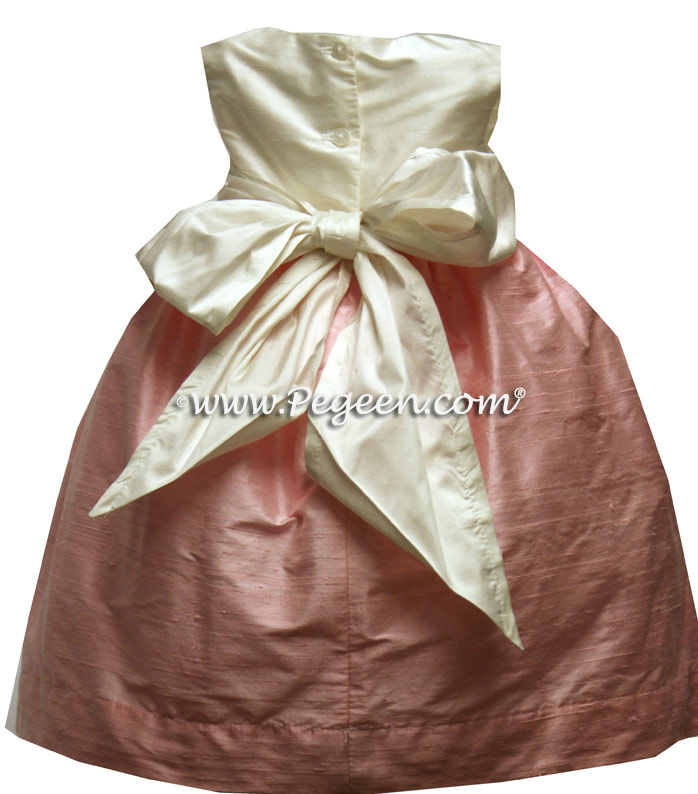HIBISCUS PINK and SHELL PINK silk flower girl dresses