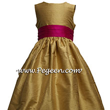 Spun Gold and Boing (fuschia) Silk  flower girl dresses