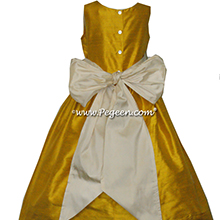 goldenrod yellow and buttercreme silk flower girl dresses