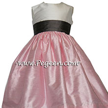 hibiscus pink and pewter flower girl dresses