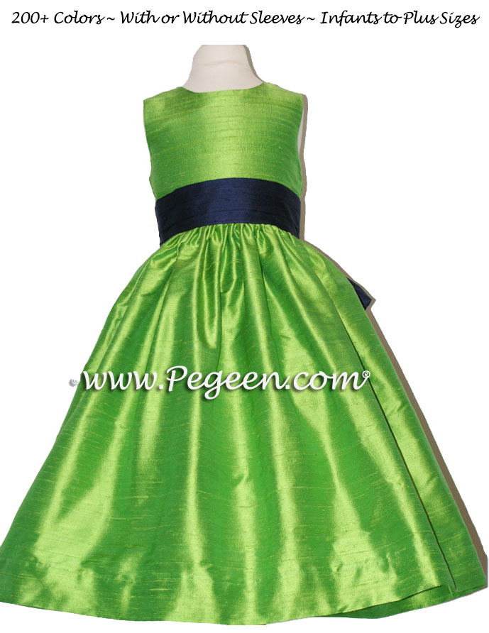 Flower Girl Dress in Key Lime and Navy