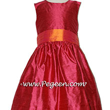 FLOWER GIRL DRESS IN LIPSTICK PINK AND MANGO