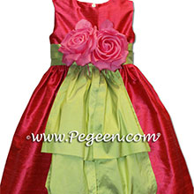 LIPSTICK PINK  AND SPRITE GREEN flower girl dresses