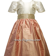 LOTUS PINK AND TOFFEE CREME Flower Girl DRESS Style 398