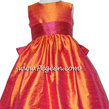 Flower Girl DRESS IN LIPSTICK PINK AND MANGO