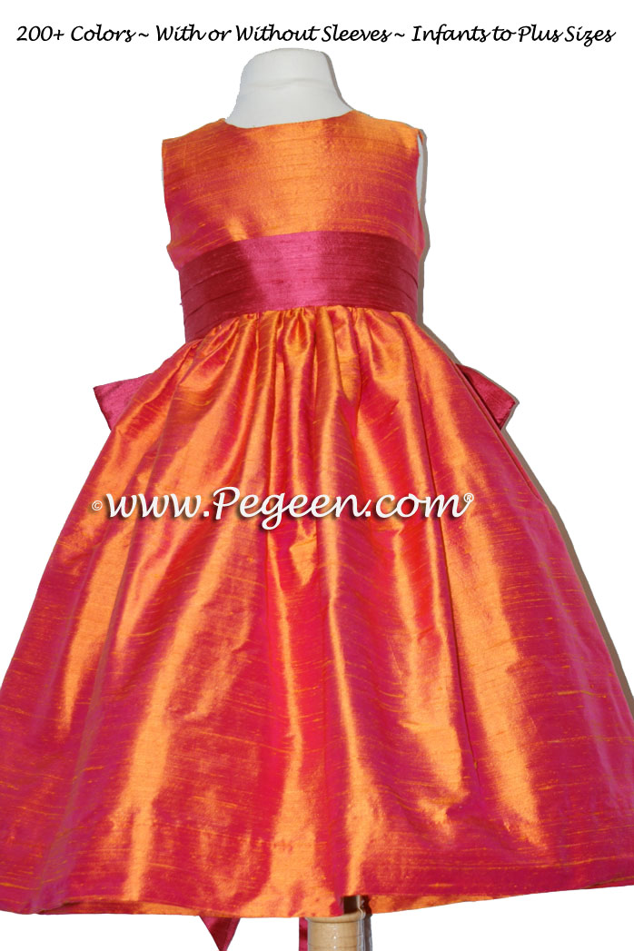 Flower Girl Dress in Lipstick and Orange