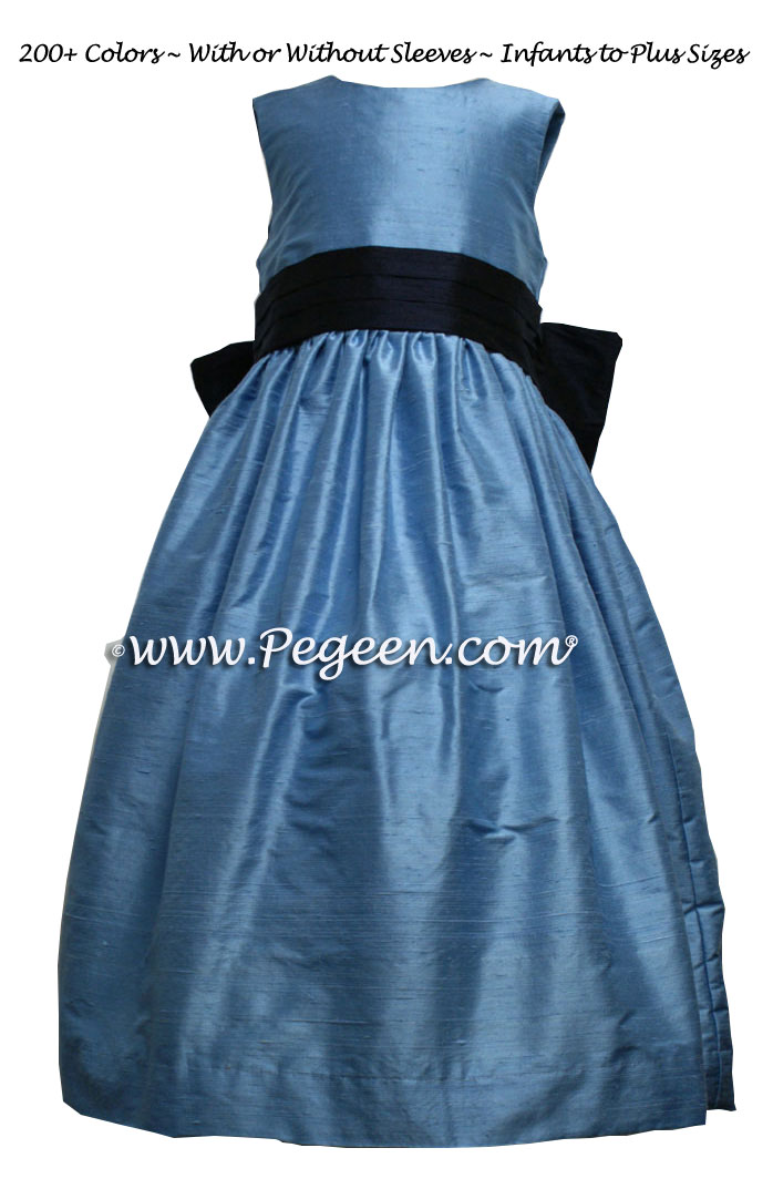 Flower Girl Dresses In Medium Blue, Navy Style 398 | Pegeen