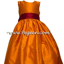tangerine and cranberry flower girl dresses