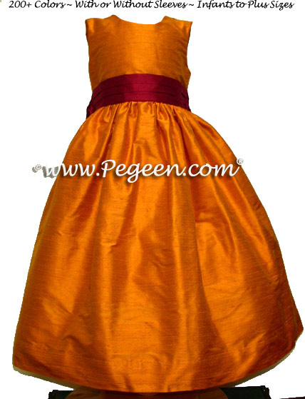 Tangerine and beauty flower girl dresses