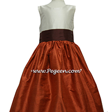 ORANGE AND CHOCOLATE BROWN FLOWER GIRL DRESS Style 398 by Pegeen