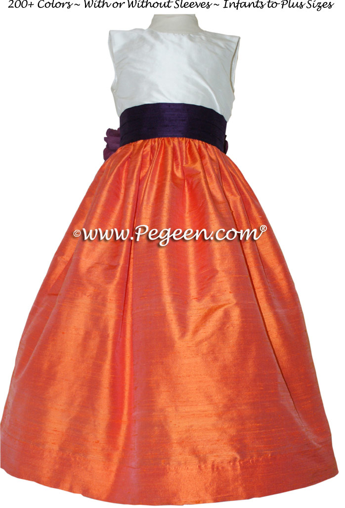 Orange and Sorbet Pink Orange Custom Flower Girl Dresses