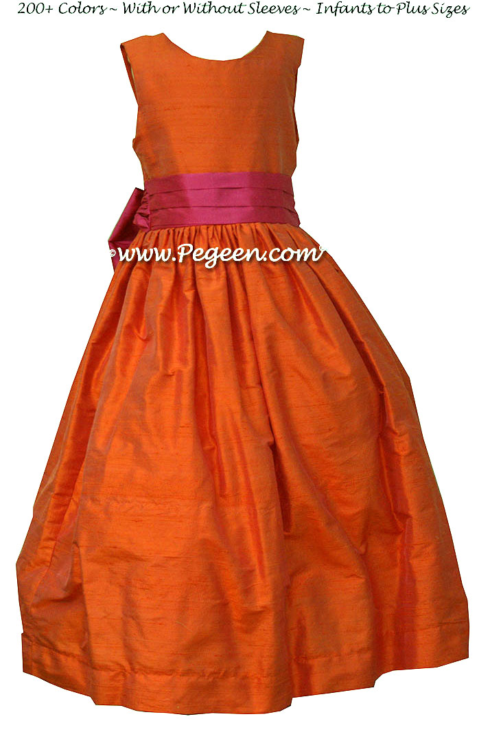 Orange and Sorbet Pink Orange Custom Flower Girl Dresses