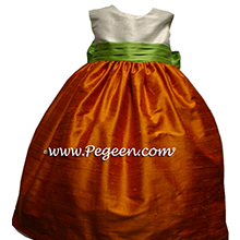 Orange and sprite green flower girl dresses