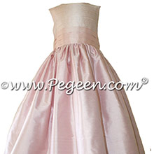 Peony and Petal Pink Custom Silk flower girl dress - Style 398