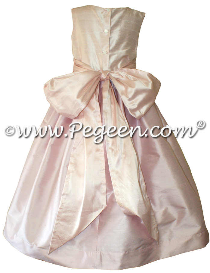 Peony Pink, Champagne Pink and Petal Pink Silk flower girl dresses